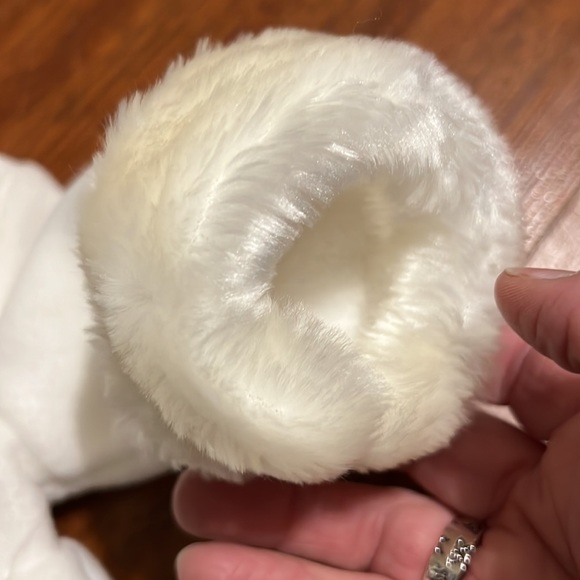 Starting Out Baby White Coat Faux Fur Hoodie Rosettes Velcro Closure 3M NWOT - Picture 8 of 10